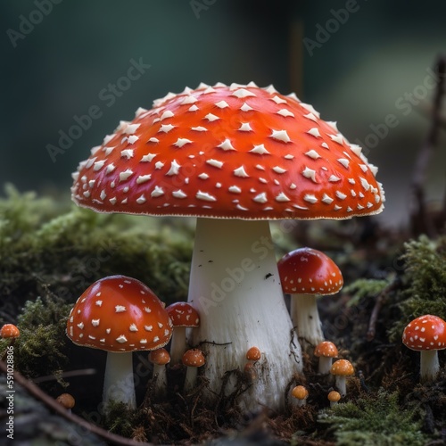 An amanita muscaria is a mushroom, red fungi, Generative AI