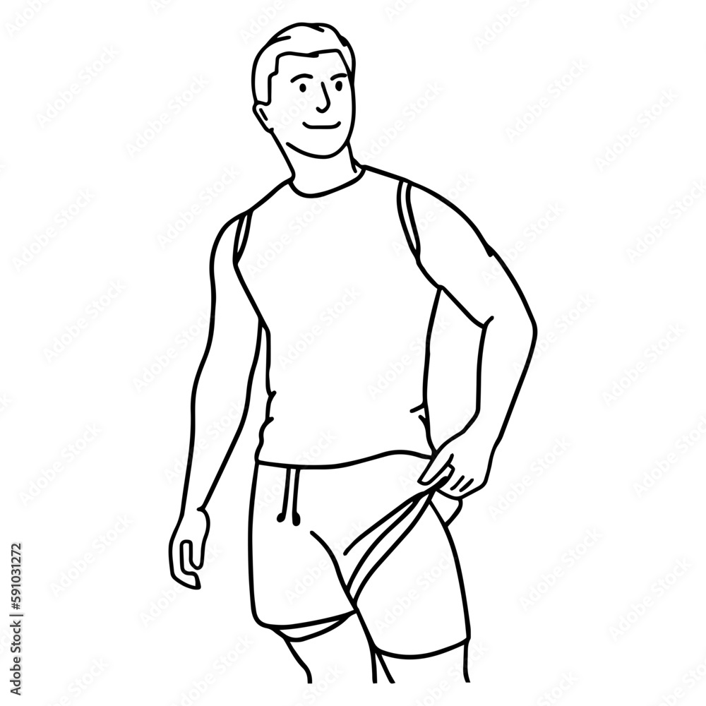 Fototapeta premium Sketch of Man & Gym Enthusiast