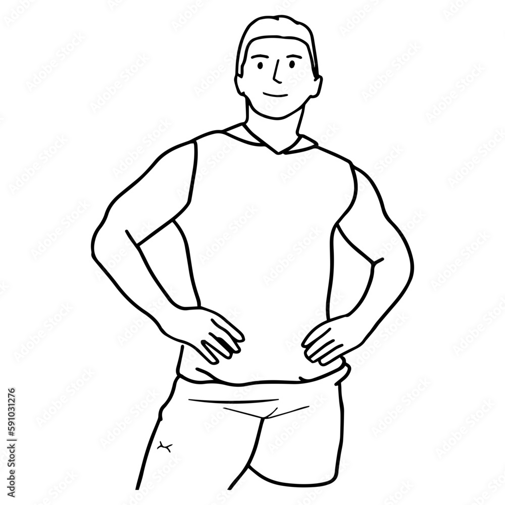 Fototapeta premium Sketch of Man & Gym Enthusiast