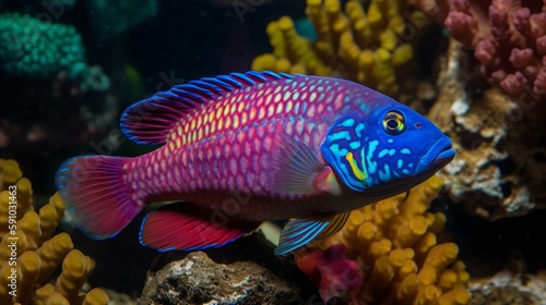 Vibrant African Cichlid Swimming