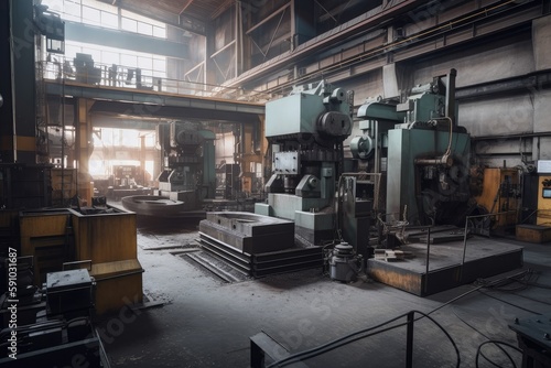 modern foundry with large, automated equipment and advanced production techniques, created with generative ai