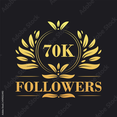 70K Followers celebration design. Luxurious 70K Followers logo for social media followers