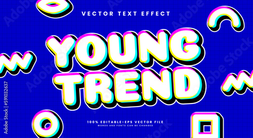 Young trend editable vector text effect. Colorful hype style effect.
