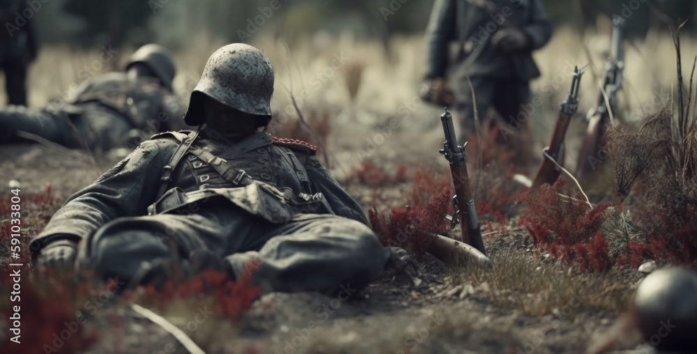 Dead Soldiers In The Battlefield Generative Ai Stock Illustration dead-soldiers-in-the-battlefield-generative-ai-stock-illustration