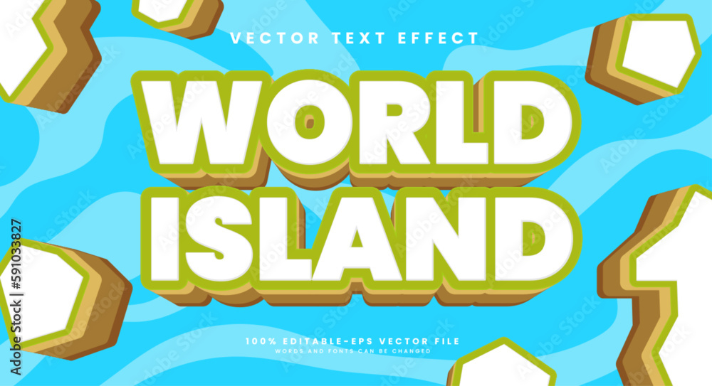 World island editable vector text effect.