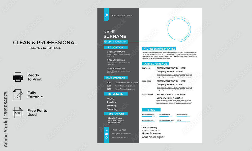 Minimalist resume cv template with nice typography Minimalist resume cv template with nice typography