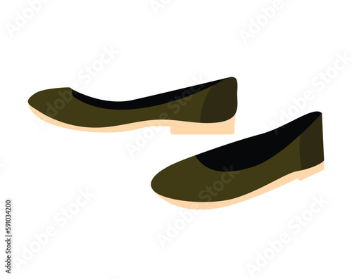 Concept Footwear women ballet flats shoes. This is a flat vector cartoon illustration featuring a pair of ballet flat shoes designed for women. Vector illustration.
