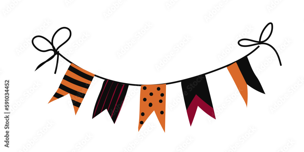 Obraz premium Halloween garland collection, for Halloween party. Vector illustration isolated on white background. Bunting for celebration.