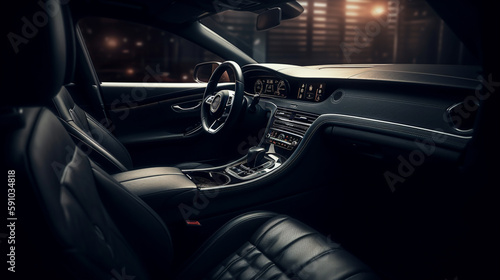 Modern luxury car interior details. Generative Ai