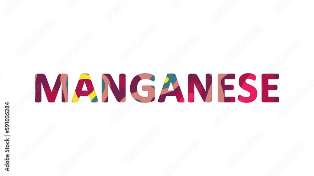 Multi-colored inscription Element of periodic table MANGANESE with colored spots floating inside. Looped from frame 120 to 839, Alpha BW at the end Multi-colored inscription Element of periodic table MANGANESE with colored spots floating inside. Looped from frame 120 to 839, Alpha BW at the end