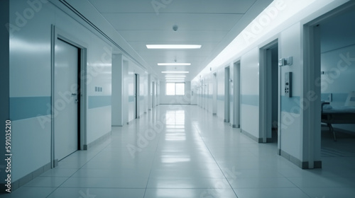 Interior of a hospital corridor. Generative Ai