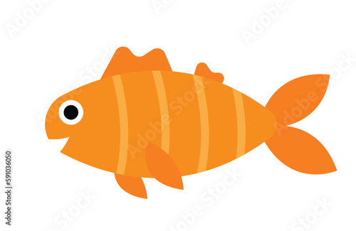 Concept Underwater fishes golden fish. This illustration is a flat vector illustration with a web design concept featuring a golden fish in an underwater setting. Vector illustration.