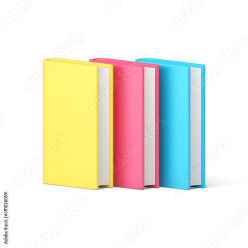 Book stack paper literature educational reading study information heap 3d icon realistic vector
