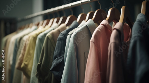 Fashionable clothes hanging on a hanger. Generative Ai
