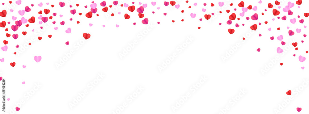 Violet Heart Background White Vector. Color Backdrop Confetti. Pink Blank Texture. Tender Heart Falling Illustration. Fond Cute Pattern.