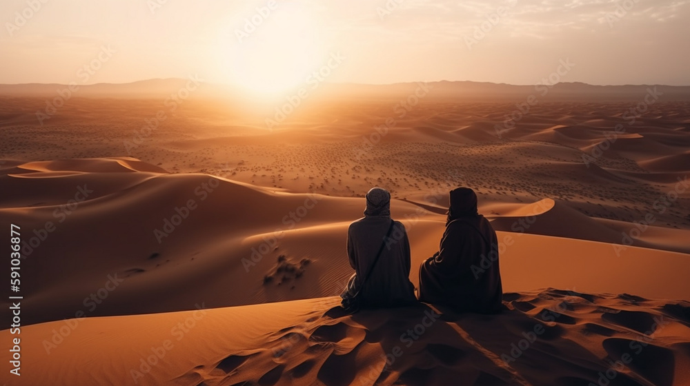 Sheikh in desert. Generative Ai