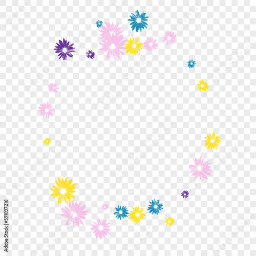 Yellow Floral Background Transparent Vector. Leaf Element Textile. Purple Chamomile Summer. Fabric Banner. Cover Bright Petal.