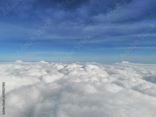 Sky and cloud view on plane. Atmosphere background.
