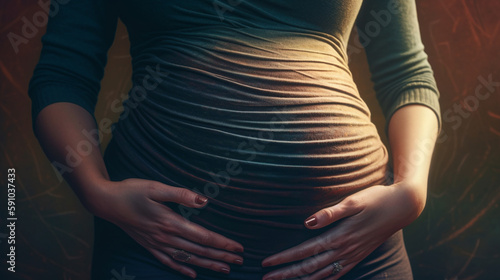 Pregnant woman belly. Generative Ai