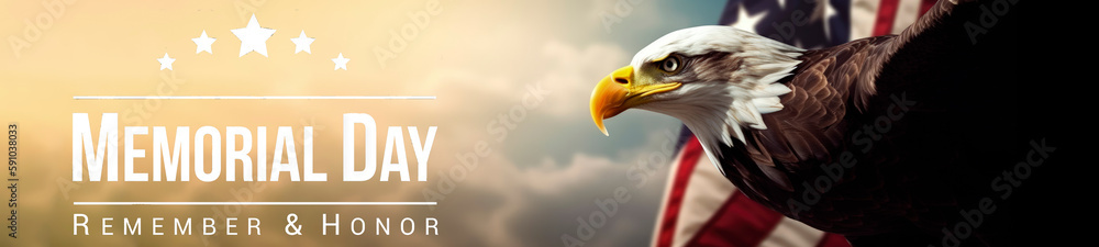 Memorial Day - Honoring All Who Served Text Over Eagle Flies with ...