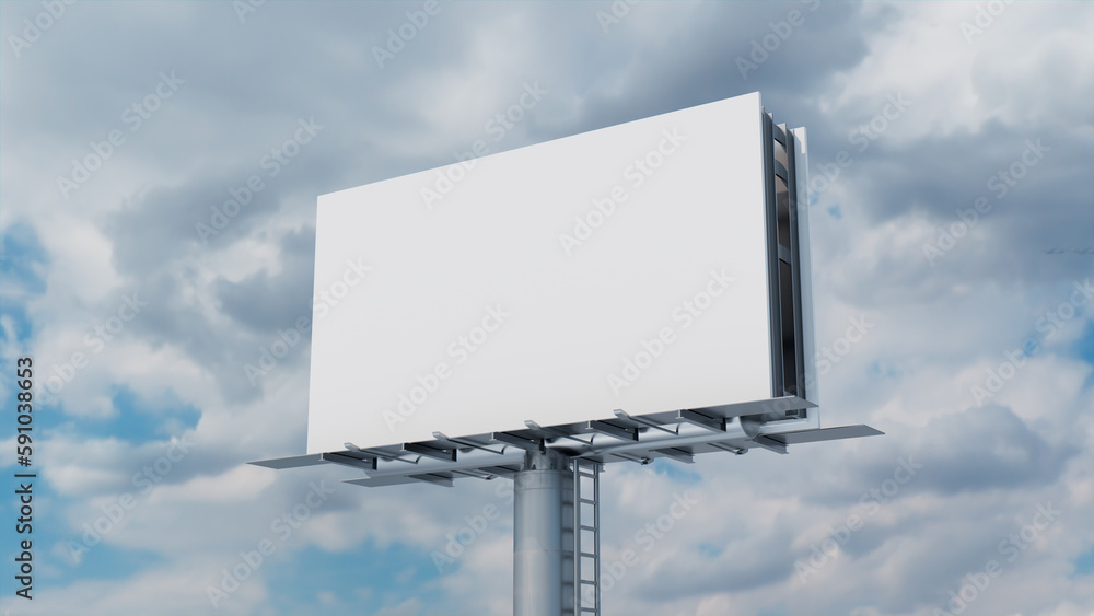 Commercial Billboard. Blank Large Format Sign against a Cloudy Afternoon Sky. Design Template. Commercial Billboard. Blank Large Format Sign against a Cloudy Afternoon Sky. Design Template.