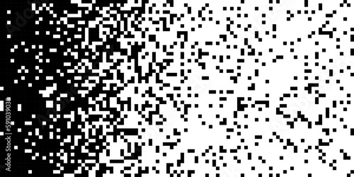 Black and White Random Pixels Pattern. Shuffled pixels texture background. Classic Pixel Art. Vector Illustration.