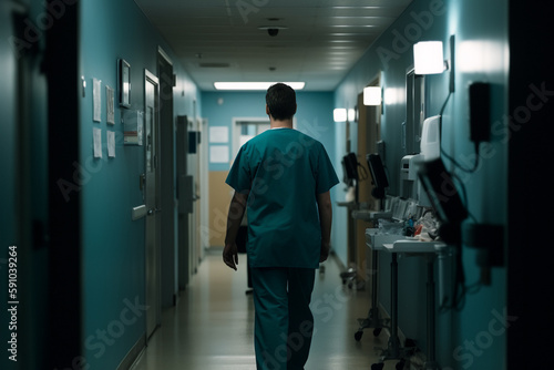 doctor walking hospital corridor  ai generated art
