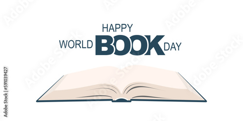 World book day lettering over open book illustration