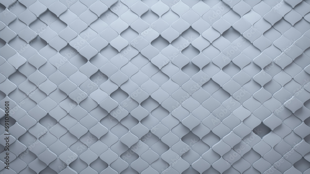 White, Semigloss Wall background with tiles. Arabesque, tile Wallpaper with Polished, 3D blocks. 3D Render White, Semigloss Wall background with tiles. Arabesque, tile Wallpaper with Polished, 3D blocks. 3D Render