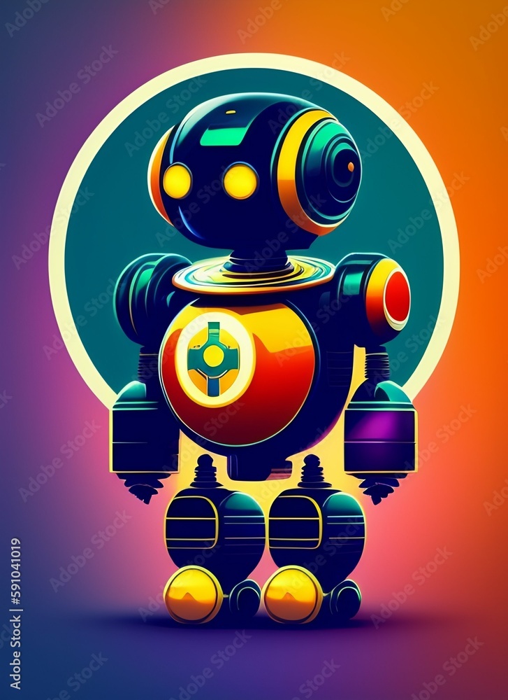 Obraz premium modern cartoon mascot robot, logotype robot icon generative ai