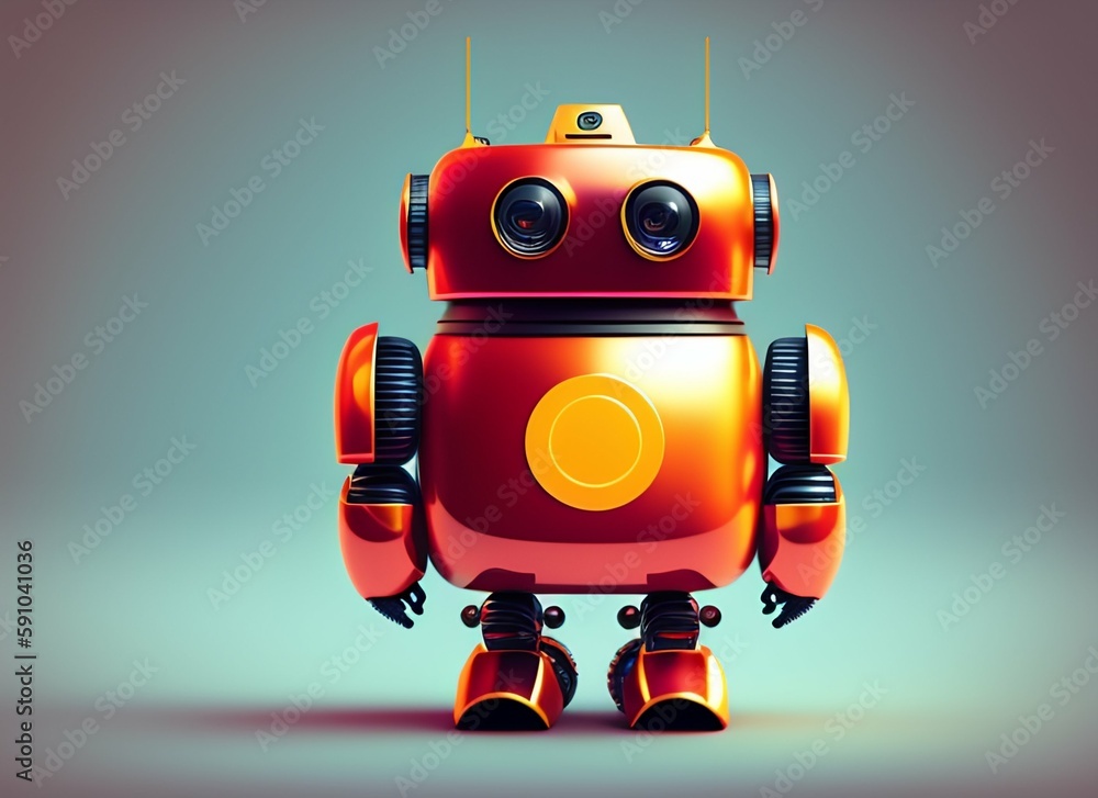Fototapeta premium modern cartoon mascot robot, logotype robot icon generative ai