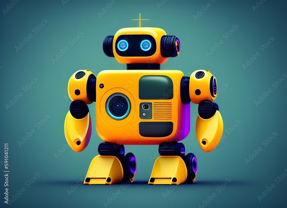 modern cartoon mascot robot, logotype robot icon generative ai