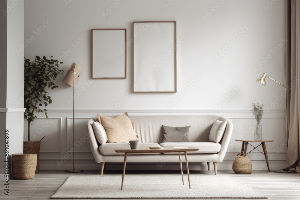 Simplicity in Design: Clean and Simple Living Room with Blank Canvas Simplicity in Design: Clean and Simple Living Room with Blank Canvas