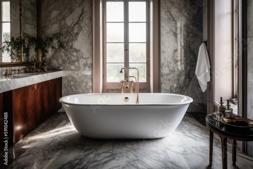 Luxurious Bathroom  A Relaxing Haven with Elegant Marble Details