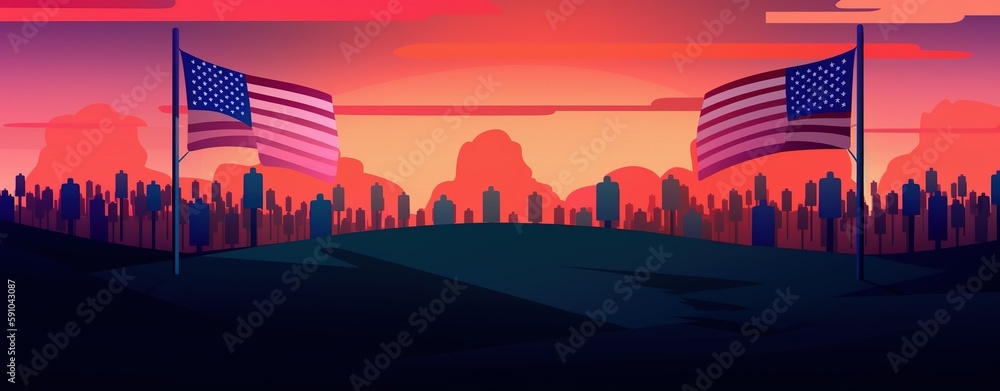 Obraz premium USA flags background, National holidays, Flag Day, Veterans Day, Memorial Day, Independence Day, and Patriot Day background. Generative AI