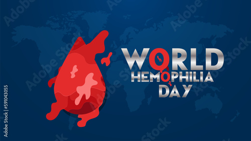 World Hemophilia Day on April 17 with a Red Bleeding Blood icon and world background vector illustration.