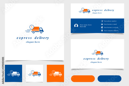 Express delivery logo design with editable slogan. Branding book and business card template.
