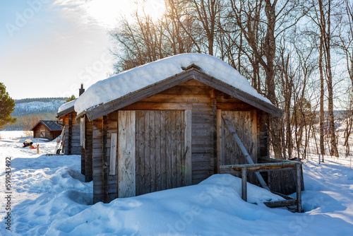 Sami village in Kiruna in Sweden. Lapland with reindeer and huts © Claudio Quacquarelli