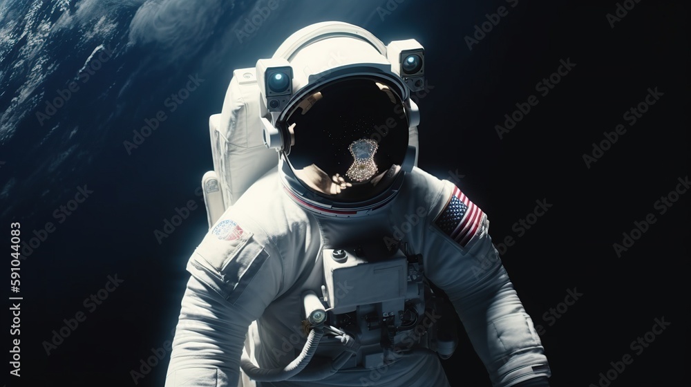 astronaut in space on the background of planet earth. generative ai