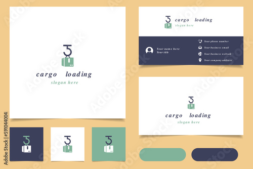 Cargo loading logo design with editable slogan. Branding book and business card template.