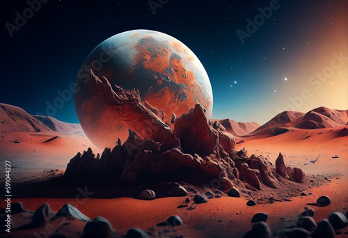 Mars Scientific illustration. Generative AI