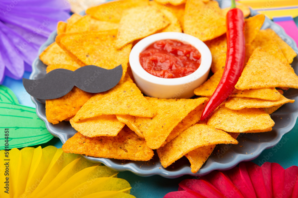 Cinco de Mayo (Fifth of May) Fiesta Celebration Concept on Blue Background. Cinco de Mayo (Fifth of May) Fiesta Celebration Concept on Blue Background.