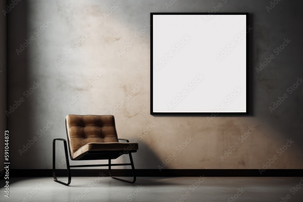 Minimalistic Harmony: The Beauty of Balance in a Simple Chair and Blank Frame Minimalistic Harmony: The Beauty of Balance in a Simple Chair and Blank Frame