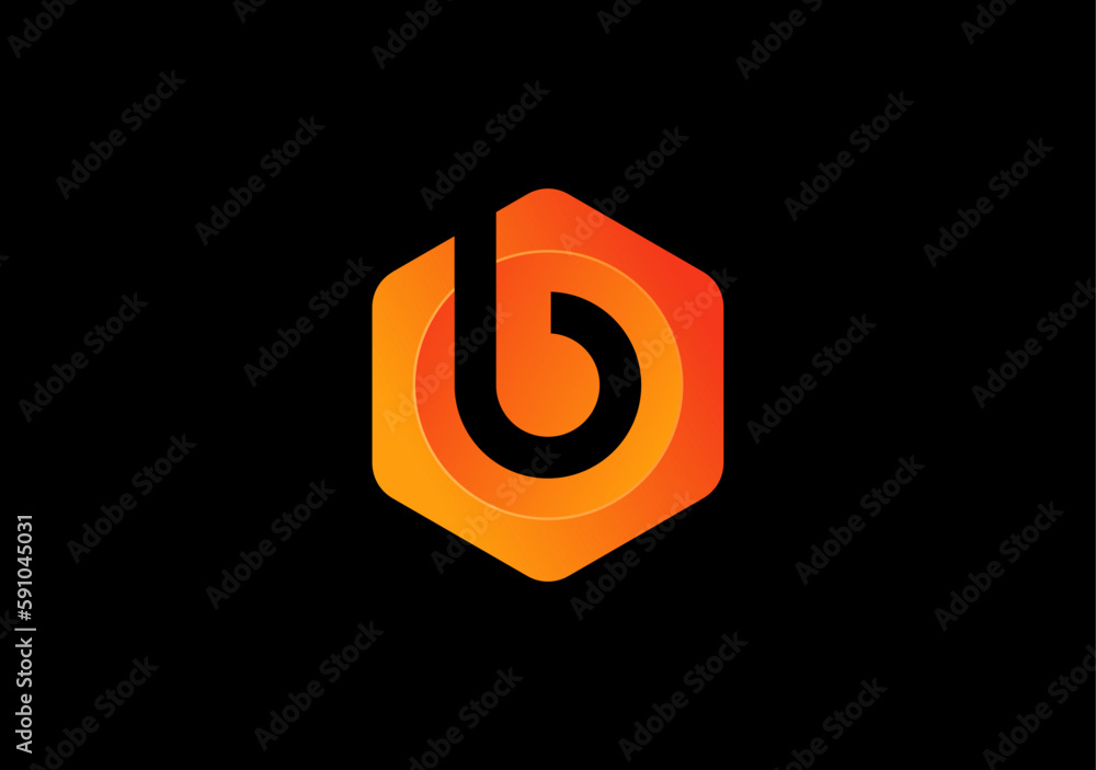 Hexagon Cube with initial letter b symbol Hexagon Cube with initial letter b symbol