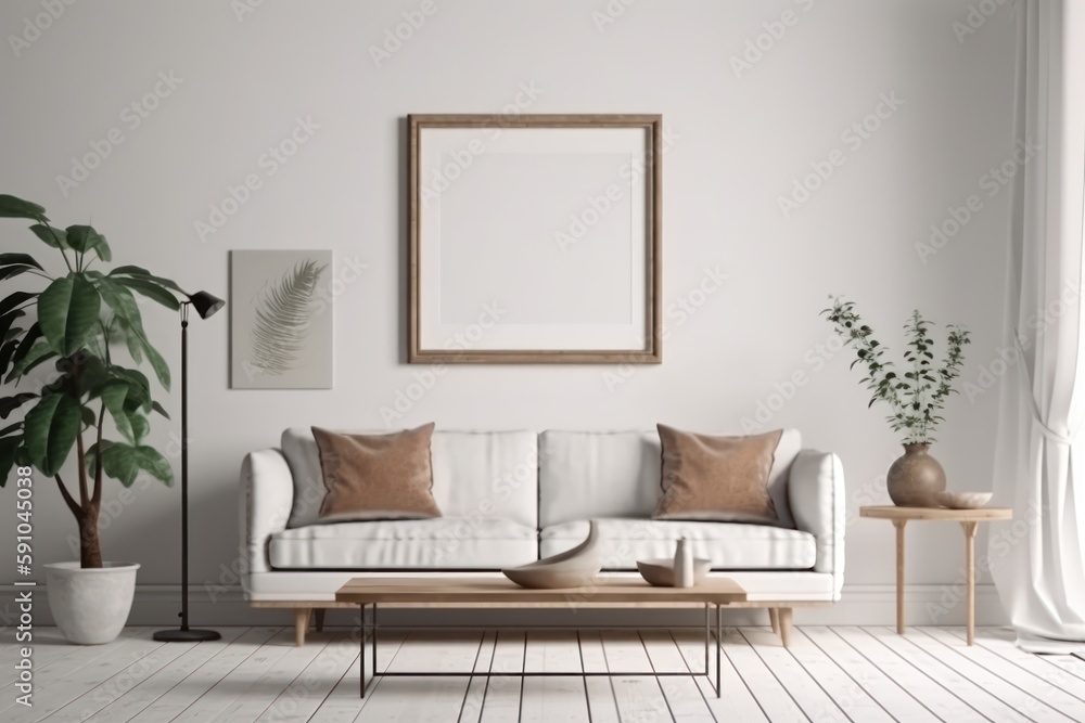 The Art of Minimalism: A Neutral Chair and Blank Frame in Perfect Harmony The Art of Minimalism: A Neutral Chair and Blank Frame in Perfect Harmony