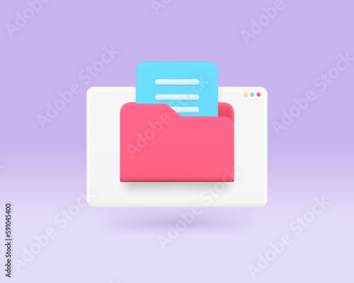 File folder info cloud storage organization internet archive data management 3d icon vector