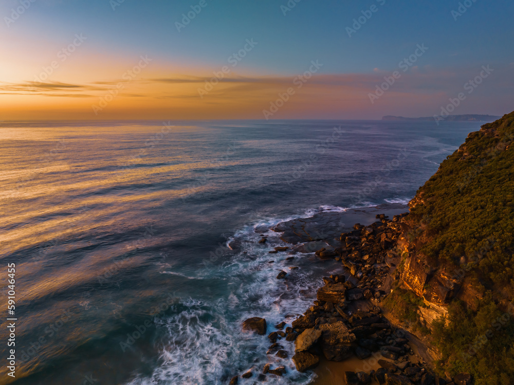 Soft hazy sunrise seascape