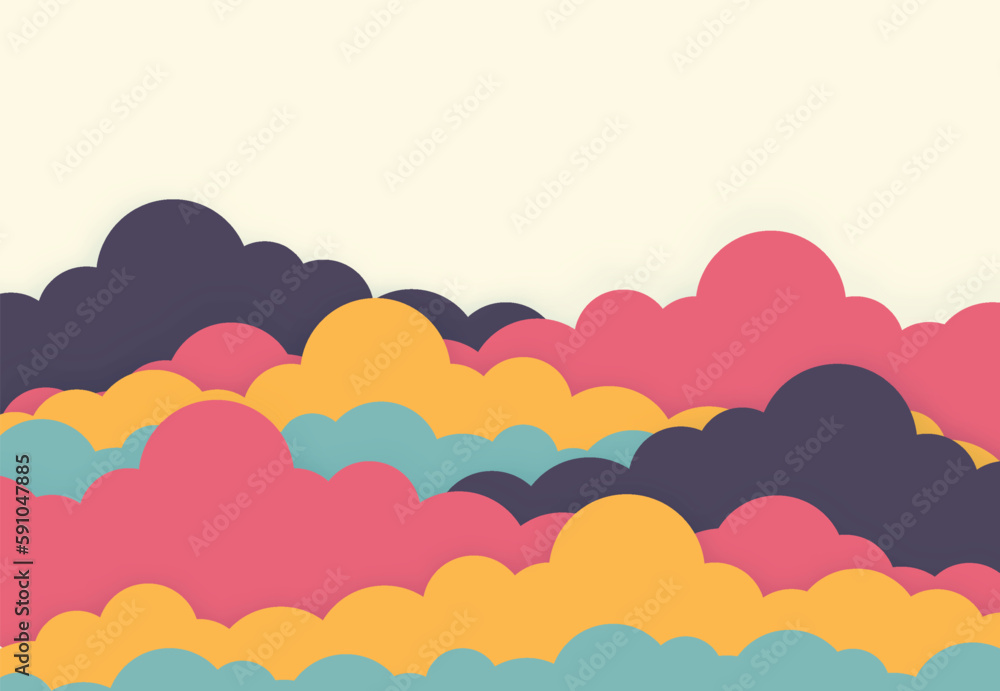 Summer sky with clouds for poster, presentation, website design concept blank space for text. Vector illustration
