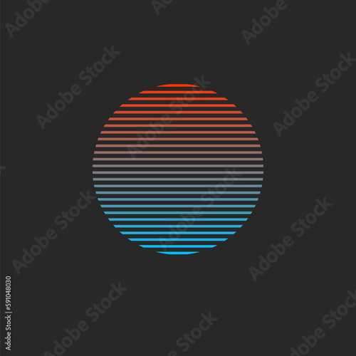 Sunset, sun striped logo, retro sunrise in Miami © tomozina1