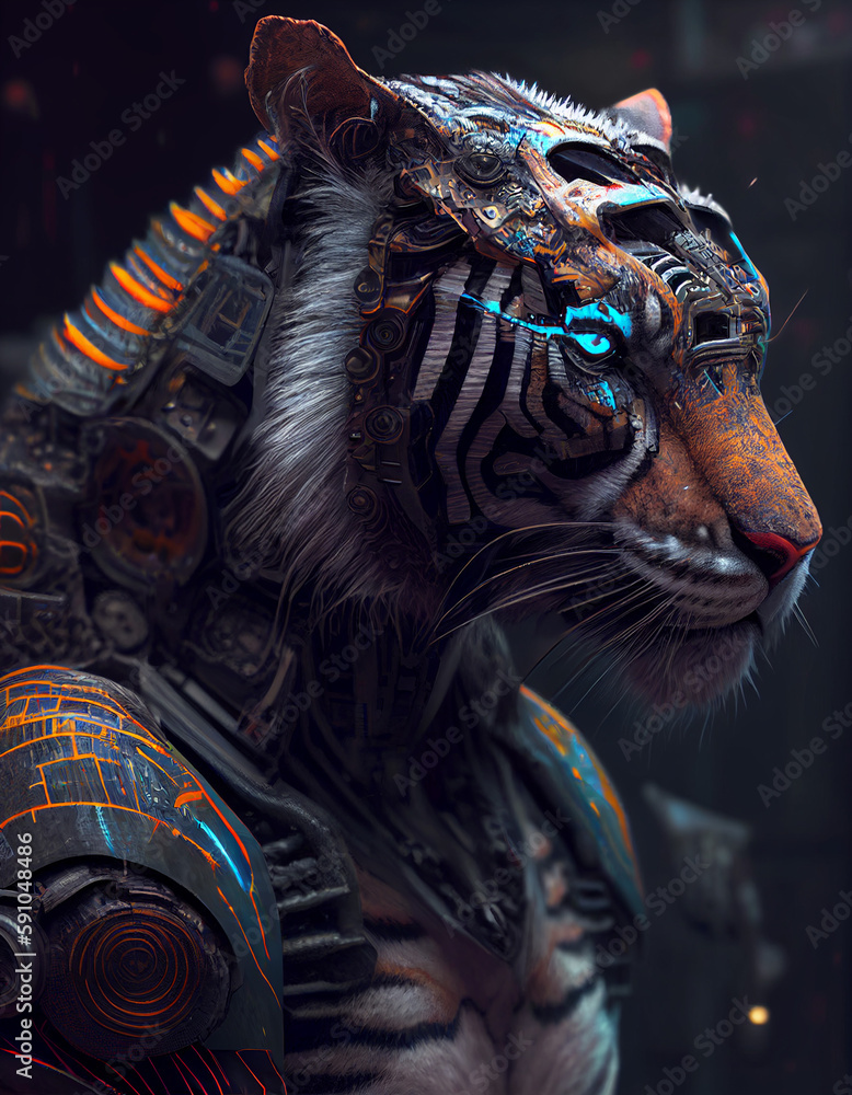 Cyberpunk Tiger realistic AI generated